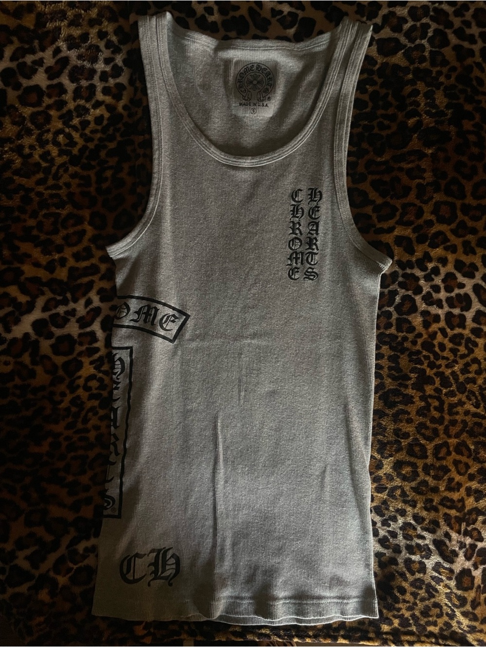 Chrome Hearts Gray Gothic Logo Tank Top